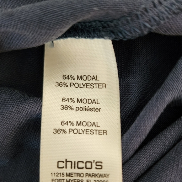 Chicos Size 2 Large Women’s Blue Long Sleeve Blouse Shirt Top Keyhole Front - Picture 8 of 9